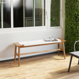 Design Natural Oak Wood Dining Bench Bed Bench for Dining Room, Bedroom, Bathroom (White) - V.I.P Digital Presence