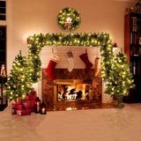 Christmas Tree Artificial Christmas 4-piece Set, including flower wreath, flower wreath, and 2 entrance trees, with LED lights - V.I.P Digital Presence