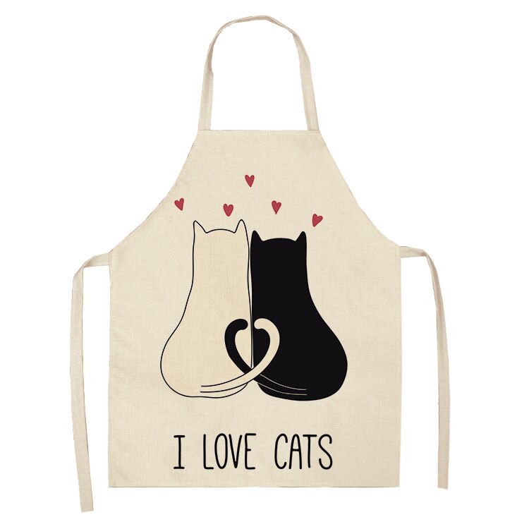 Cat Kitchen Aprons For Women Cotton Linen Bibs Household Cleaning Pinafore Home Cooking Apron kids kitchen barber - V.I.P Digital Presence
