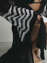 Solid color sexy knitted beach bikini swimsuit cover up sun protection suit - V.I.P Digital Presence