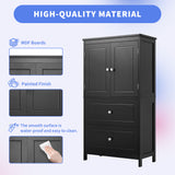 Bathroom Storage Cabinet, Cabinet with Two Doors and Drawers, Adjustable Shelf, MDF Board, Black - V.I.P Digital Presence