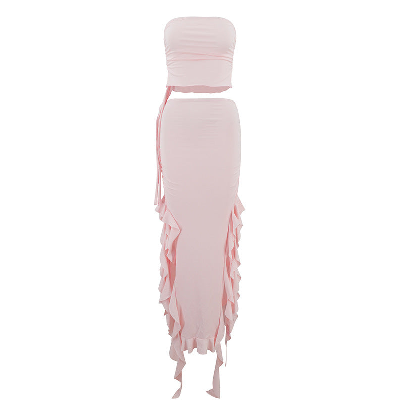 Summer new one shoulder jellyfish lace set skirt spicy girl outfit - V.I.P Digital Presence