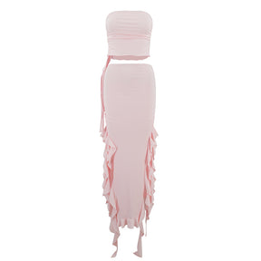 Summer new one shoulder jellyfish lace set skirt spicy girl outfit - V.I.P Digital Presence