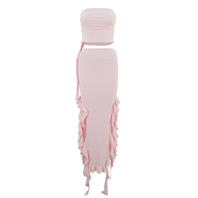 Summer new one shoulder jellyfish lace set skirt spicy girl outfit - V.I.P Digital Presence
