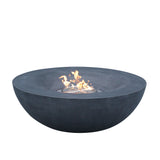 42 Inch Outdoor Concrete Propane gas Fire Pit bowl in Dark Gray color - V.I.P Digital Presence
