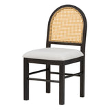 TREXM 5-piece retro functional cutlery set with 1 expandable dining table and 4 cushioned chairs with rattan backrests (espresso - V.I.P Digital Presence