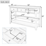 Retro Design Console Table with Two Open Shelves, Pine Solid Wood Frame and Legs for Living Room (Antique Navy+Espresso) - V.I.P Digital Presence
