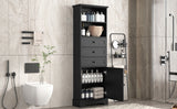 Black high storage cabinet with 3 drawers and adjustable shelves, MDF board painted - V.I.P Digital Presence