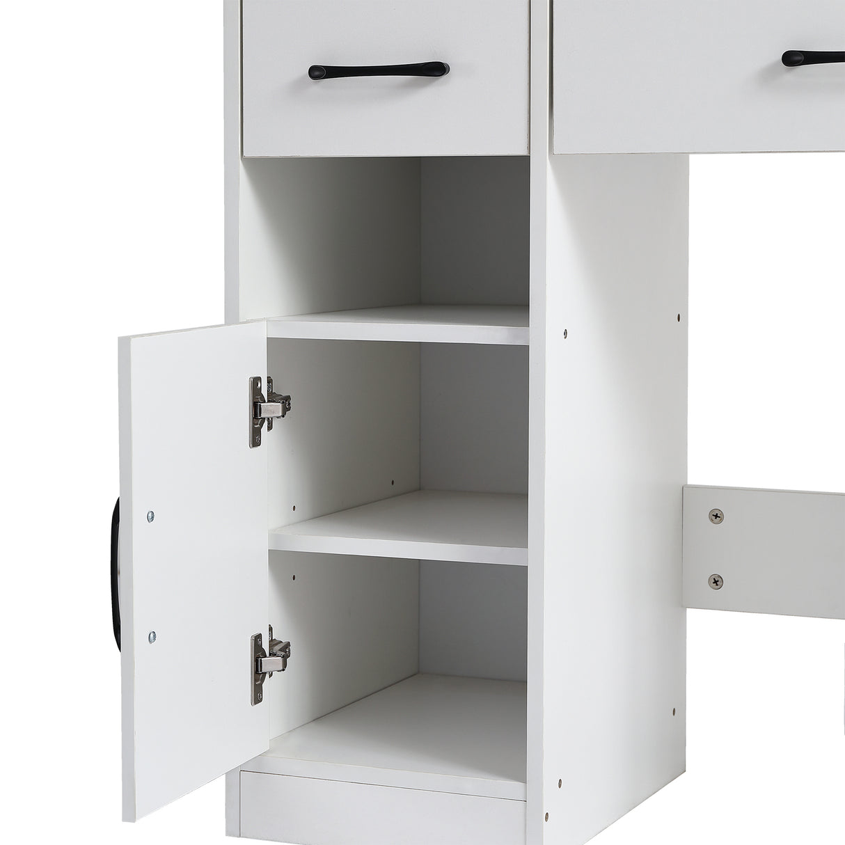 Vanity desk set including table with large lighted mirror 3 color lighting modes adjustable brightness white color
