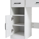 Vanity desk set including table with large lighted mirror 3 color lighting modes adjustable brightness white color