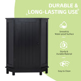 Black Bathroom Cabinet Triangle Corner Storage Cabinet with Adjustable Shelf Modern Style MDF Board - V.I.P Digital Presence