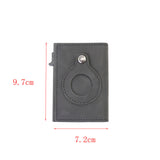 Leather Sliding Wallet Bi-Fold Credit Card Wallet Automatic Pop-Up Card Holder With Air Tag Protective Sleeve - V.I.P Digital Presence