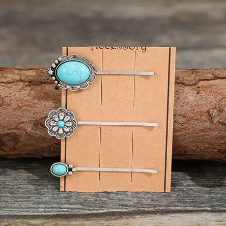 3 PCS/Set Artificial Turquoise Hair Pins - V.I.P Digital Presence
