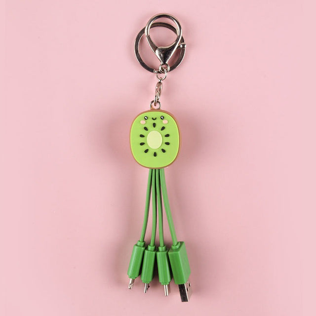 Kiwi Mobile Data Cable Healing Series Fruit Smile Keychain Universal Charging Cable 3-in-1 - V.I.P Digital Presence