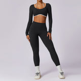 Color blocked back yoga suit set tight fitting sports and fitness suit for women - V.I.P Digital Presence
