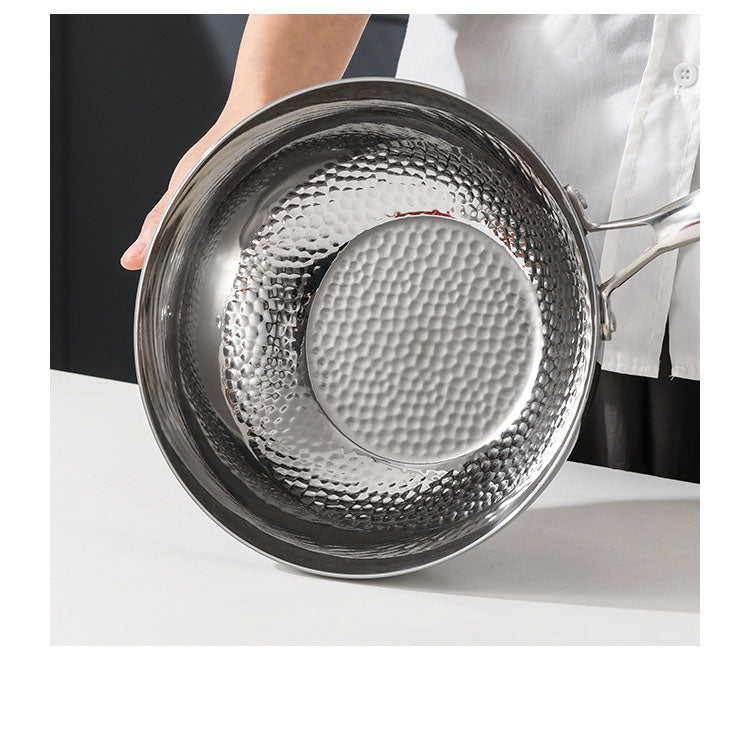 316 stainless steel uncoated complementary food pan, breakfast stir fry pan, non stick, low oil fume, deep frying pan, flat bottomed frying pan - V.I.P Digital Presence