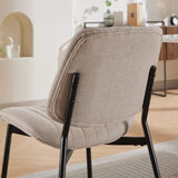 2-piece retro linen chair set with curved wooden backrest, cushioned seat, adjustable metal legs, (Beige Linen) - V.I.P Digital Presence