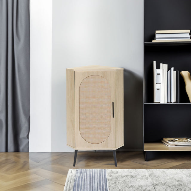 Corner cabinet ,Rattan door,Freestanding Corner Tables For Small Spaces, Corner Shelf Stand For Living Room, Kitchen - V.I.P Digital Presence