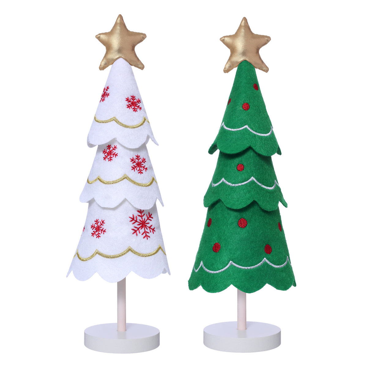 Cute Christmas Tree Fabric Wooden Display Window Desktop Christmas Embroidery Snowflake Decoration - V.I.P Digital Presence