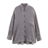 Style Women's Fashion Casual Loose Long Sleeve Striped Shirt - V.I.P Digital Presence