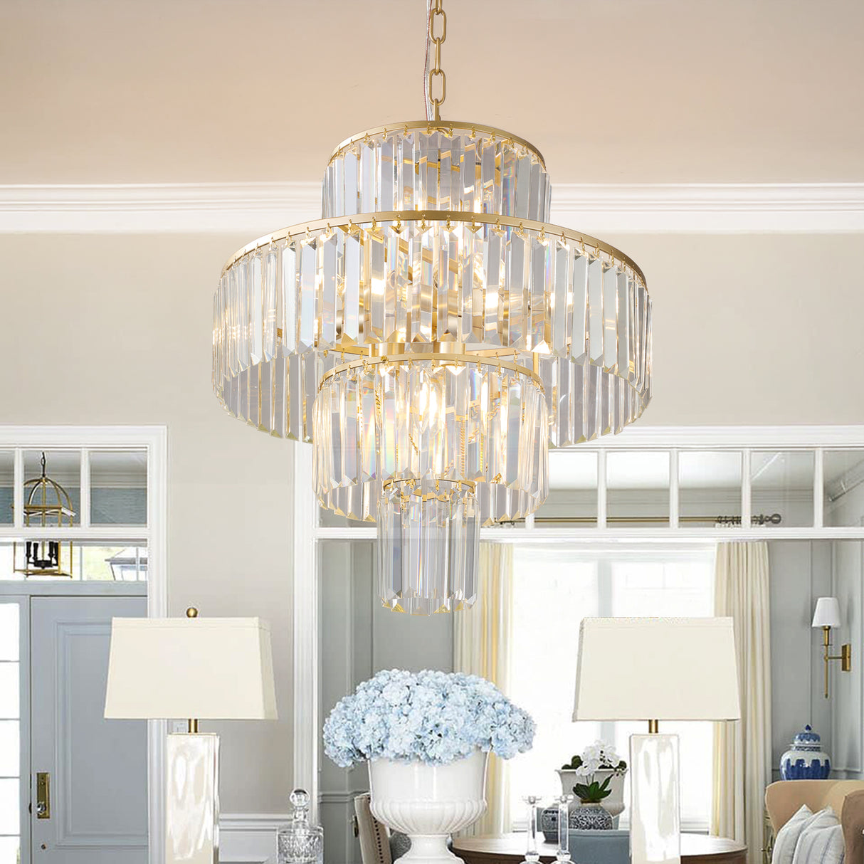 Luxury Crystal Chandelier Modern Chandeliers Lights Fixture Hanging Pendant Light Fixture Dia 19.7 Inch - V.I.P Digital Presence