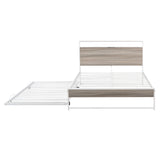 Full Size Metal Platform Bed Frame with Trundle, USB Ports and Slat Support No Box Spring Needed White - V.I.P Digital Presence