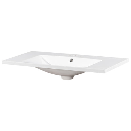 36" Single Bathroom Basin Sink, Vanity Top Only, 3-Faucet Holes, Resin - V.I.P Digital Presence