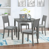 5 Piece Modern Dining Set, Square Wooden Dining Table with 4 Upholstered Chairs for Kitchen, Dining Room, Gray - V.I.P Digital Presence