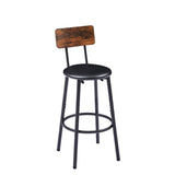 Round bar stool set with shelf upholstered stool with backrest Rustic Brown 23.62'' W x 23.62'' D x 35.43'' H - V.I.P Digital Presence
