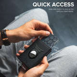 Men's Carbon Fiber Magnetic Card Clip PU Leather RFID Bank Card Bag Large Capacity Card Clip - V.I.P Digital Presence