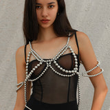 Sweet, cool and spicy girl imitates pearl hollow tassel ethnic windbreaker decoration chain, sexy nightclub style multi-layer body chain - V.I.P Digital Presence