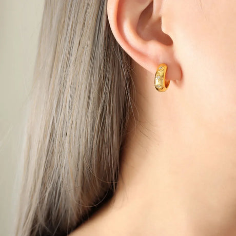 Zircon Titanium Steel Huggie Earrings - V.I.P Digital Presence