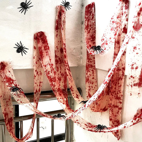 3m Halloween Bloody Cloth Strips Blood Gauze Bandage Haunted House Warning Isolation Belt Home Horror Party Scene Decor Props - V.I.P Digital Presence