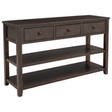 Retro Design Console Table with Two Open Shelves, Pine Solid Wood Frame and Legs for Living Room (Espresso) - V.I.P Digital Presence