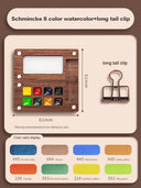 Mini watercolor paint box and small notebook Mingke 8-color wooden box mini drawing board solid watercolor painting - V.I.P Digital Presence