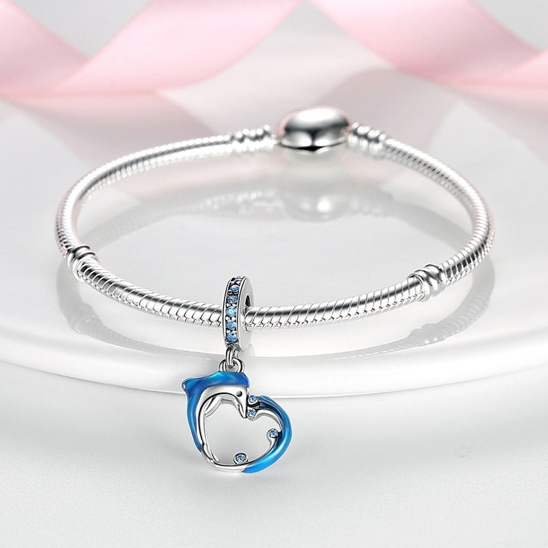 Ocean Wind Dolphin Whale Pendant Beads Copper Plated DIY Beads Bracelet Item - V.I.P Digital Presence