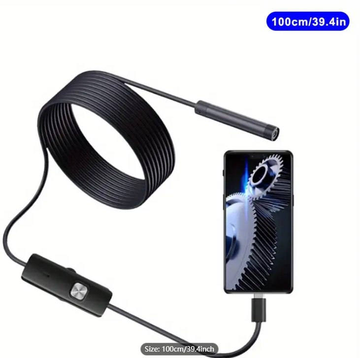 1m/2m Endoscope Camera Waterproof Endoscope Borescope Adjustable Soft Wire 7mm Android Type-C USB Inspection Camea For Car(640*480 - V.I.P Digital Presence