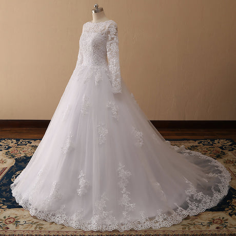 Vestido de Noiva Long Sleeves Wedding Dresses Lace A Line Wedding Gowns Sexy Sheer New Arrival Bride Dress Robe De Mariee - V.I.P Digital Presence