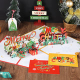 Christmas 3D greeting card, Christmas tree, little penguin cartoon, cute paper carving, handwritten message greeting card - V.I.P Digital Presence
