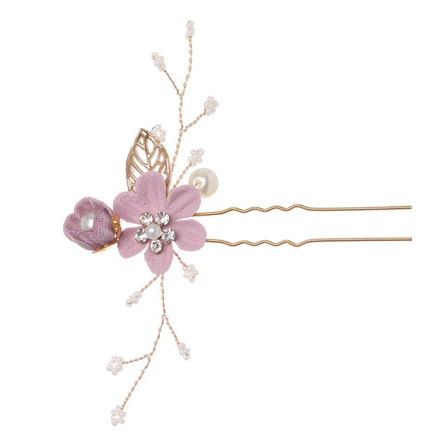 Luxury Blue Flower Hair Combs Headdress Prom Bridal Wedding Hair Accessories Gold Leaves Hair Jewelry Hair Pins - V.I.P Digital Presence