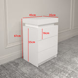 LED White Nightstand With 3 Drawers, Modern Multi-Colour LED Night Table Bedside Tables for Bedroom, Living Room - V.I.P Digital Presence