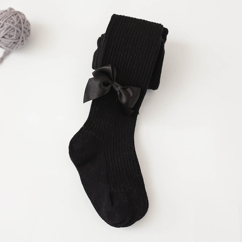 Spring And Autumn New Children's Pantyhose Bow Cotton White Baby Socks Medium Thick Foreign Girl Leggings - V.I.P Digital Presence