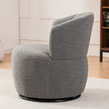 Grey Plush Swivel Accent Chair - Contemporary Round Armchair with 360° Rotation and Metal Base for Living Room Elegance - V.I.P Digital Presence