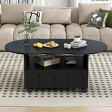 ON-TRANS flexible cream style coffee table with 2 brake wheels, drawers, large storage space,black, 39.37 '' x 23.6 '' - V.I.P Digital Presence
