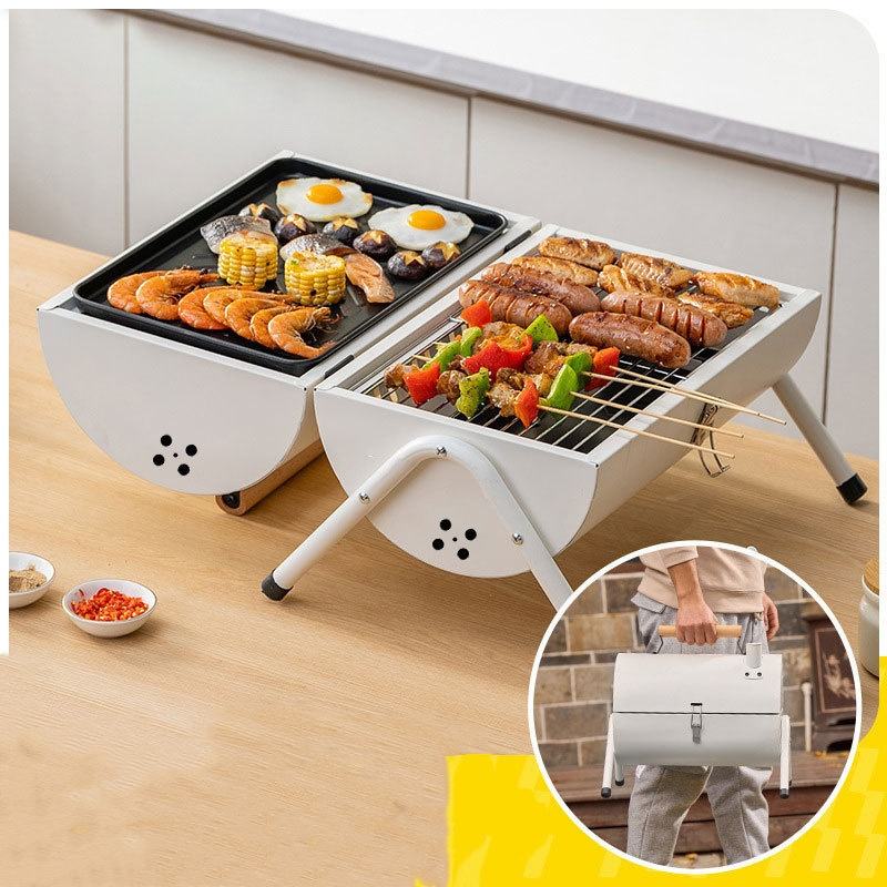 Outdoor portable double-sided barbecue stove camping home charcoal barbecue pre meat barbecue rack - V.I.P Digital Presence