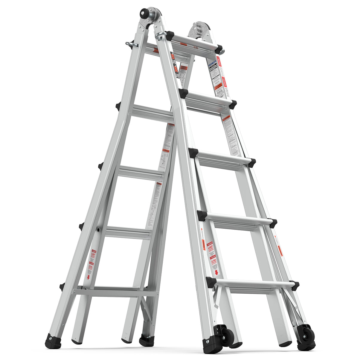 Aluminum Multi-Position Ladder with Wheels, 300 lbs Weight Rating, 22 FT - V.I.P Digital Presence