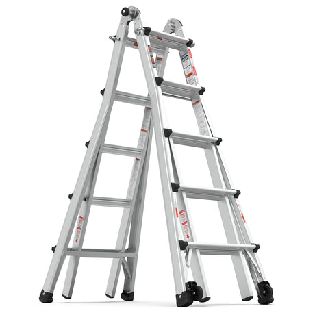 Aluminum Multi-Position Ladder with Wheels, 300 lbs Weight Rating, 22 FT - V.I.P Digital Presence
