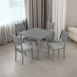 5 Piece Modern Dining Set, Square Wooden Dining Table with 4 Upholstered Chairs for Kitchen, Dining Room, Gray - V.I.P Digital Presence