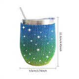 12oz Diamond Wine Tumbler With Sealed Lid Vacuum Thermo Beer Mug Cup Stainless Steel Mug Cup Champagne Party Bridemaid Gift - V.I.P Digital Presence