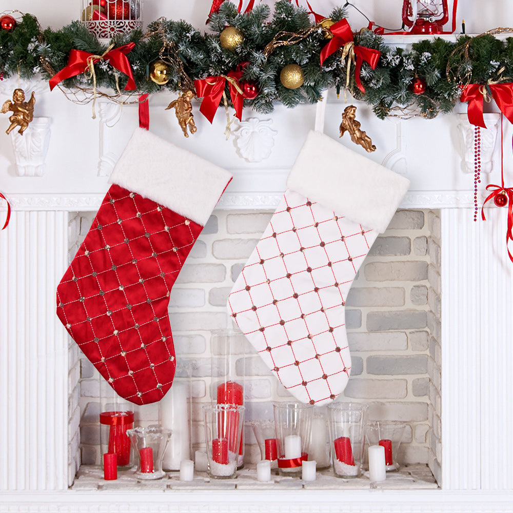 Christmas decoration supplies, high-end Christmas socks, red Christmas stockings, gift bags, tree hanging gift socks - V.I.P Digital Presence